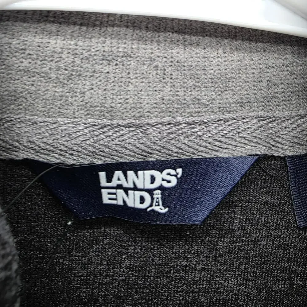 Lands' End Sweater Mens M Gray Mock Neck 1/4 Zip Pullover Cotton Polyester
